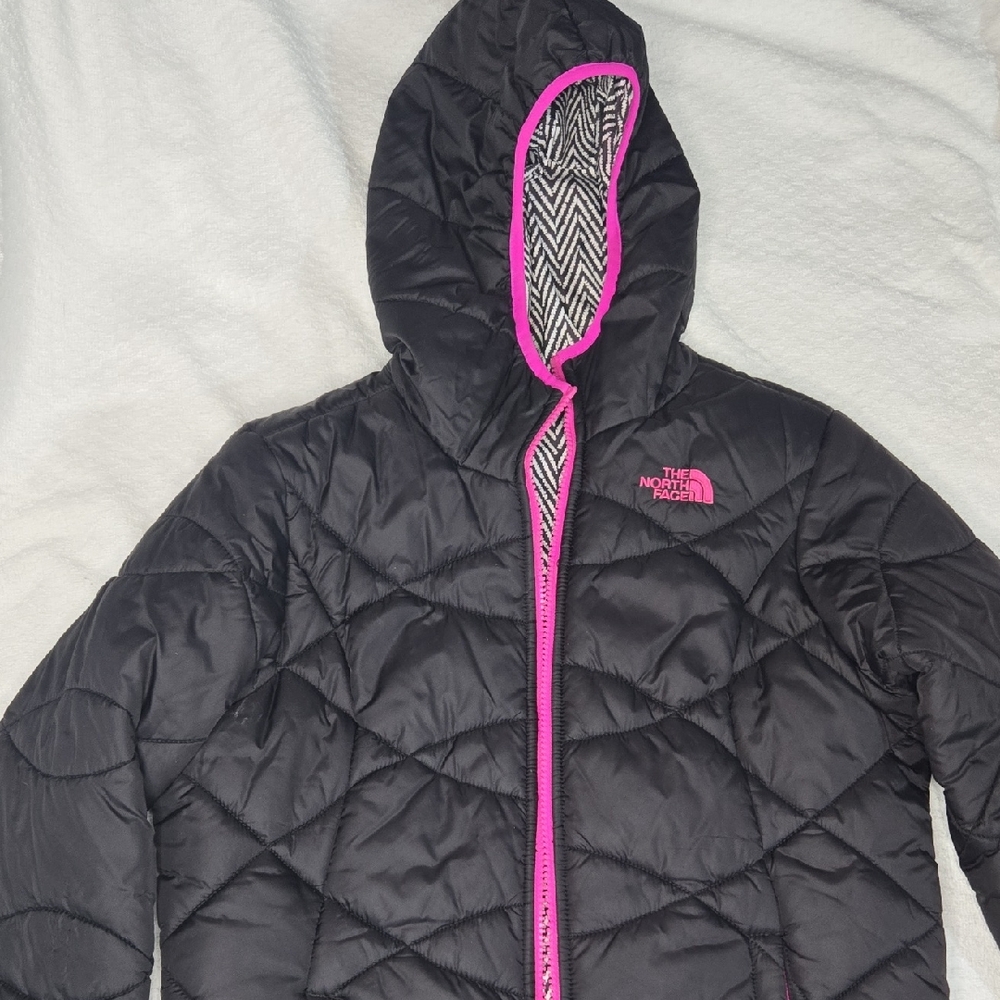 The North Face Kids Black Puffer with Pink Accents